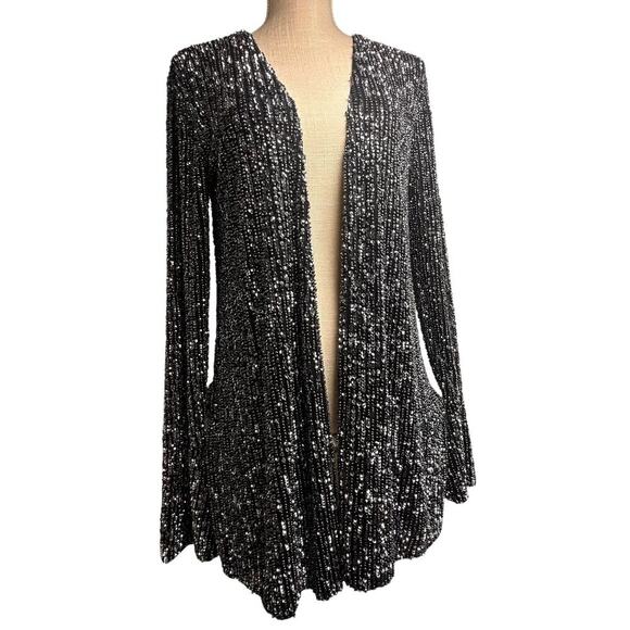 Free People Jackets & Blazers - Free People Jacket Harley Sequin Bead Jacket Cardigan Kimono Festival XS Boho EC